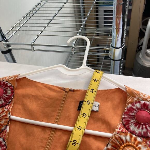 Vintage Threads‎ Saks Fifth Avenue Orange Embroidered Dress Size S Boho Peasant - Picture 3 of 13